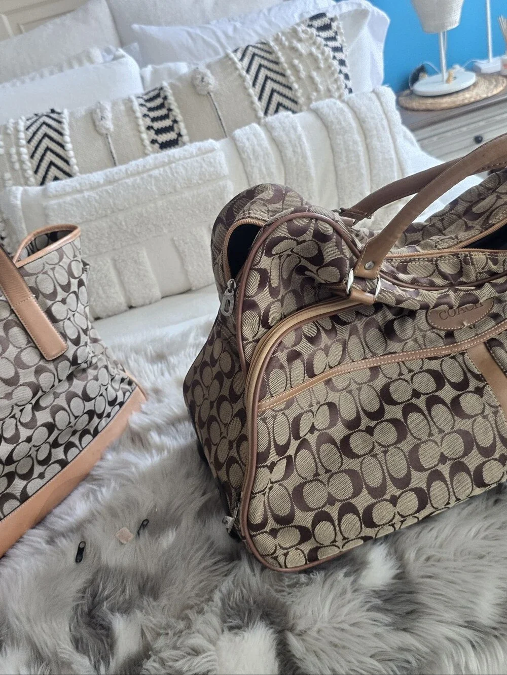 Coach Signature Canvas Satchel in Tan/Brown